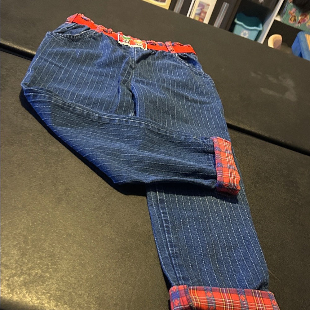 Oshkosh Striped Blue Jeans with Red Accents